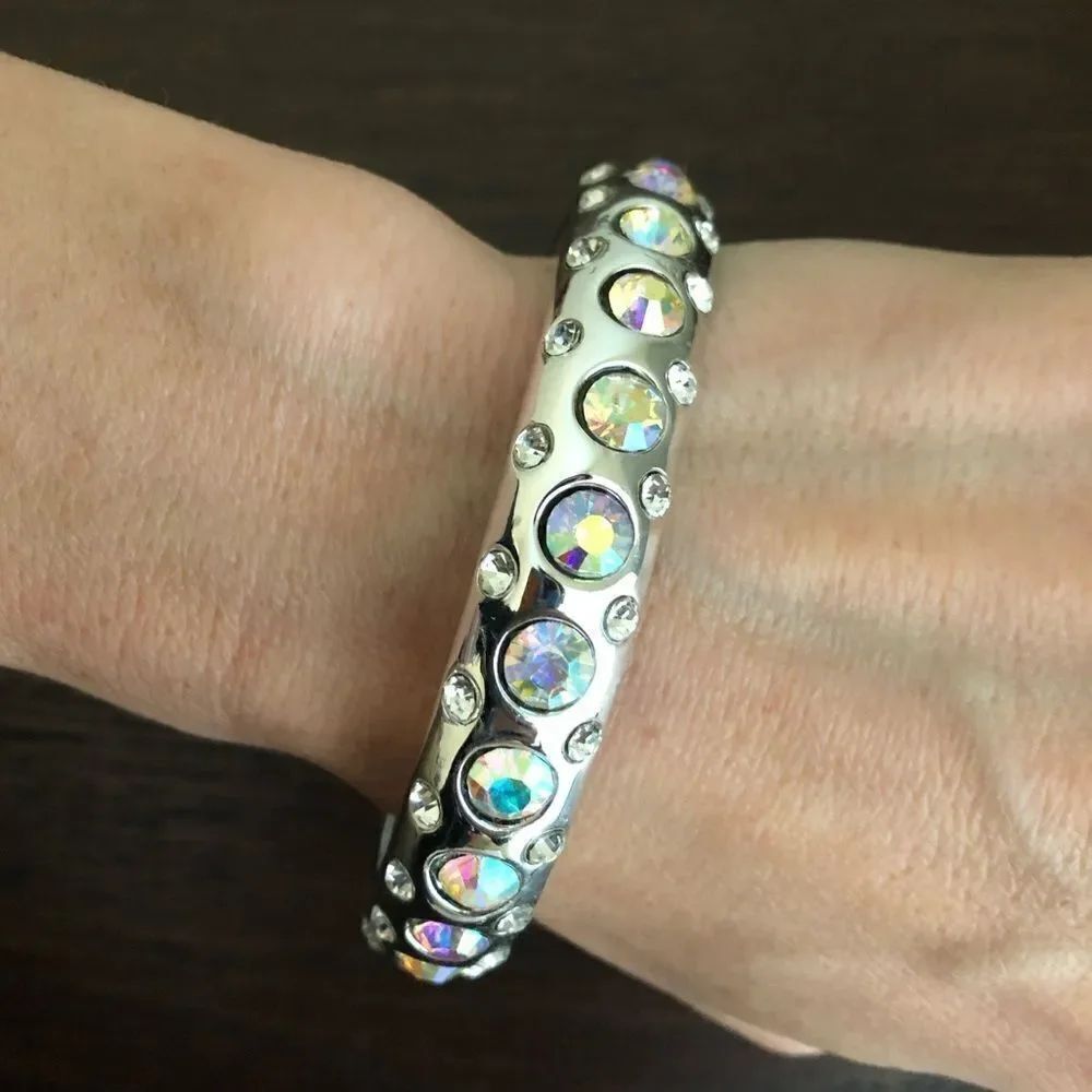 Silver Bling Rhinestone Bangle Bracelet